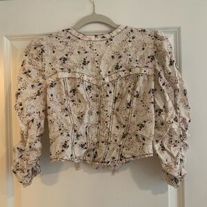 Free People Floral Corset Crop Top with Open Back